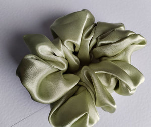 Sage- Satin Silk Scrunchie