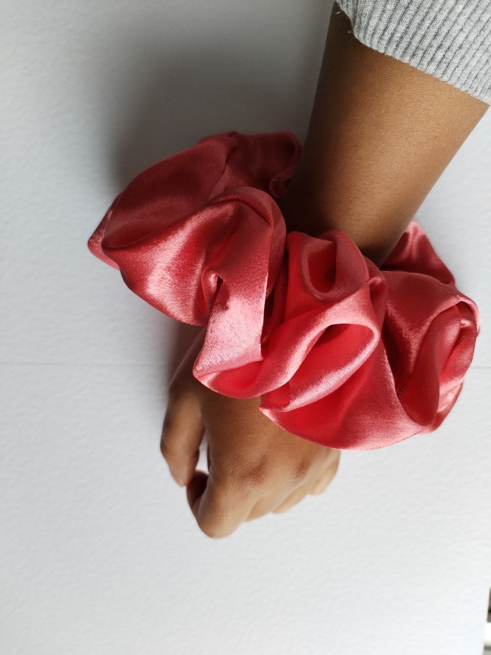 Dark Coral- Satin Silk Scrunchie