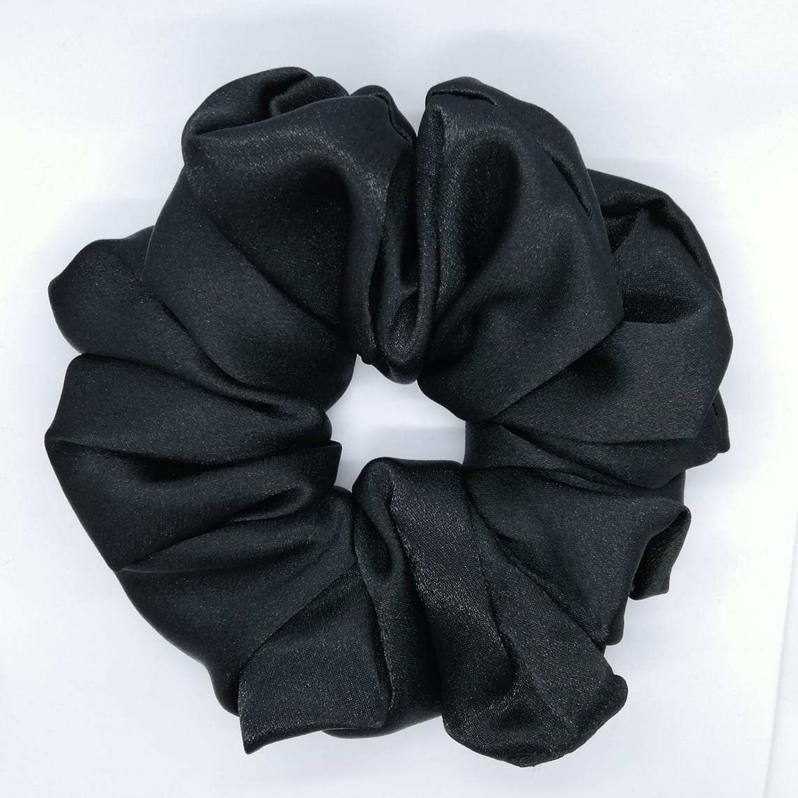 Deisy- Black Satin Silk Scrunchie
